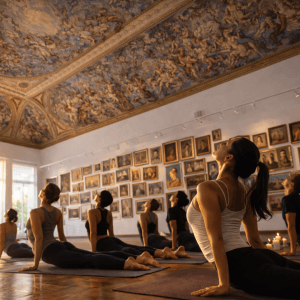 Joga in zvočna kopel med umetninami