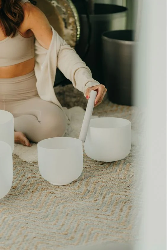 Playing the crystal bowl